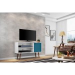 Liberty TV Stand 42.52 in White and Aqua Blue