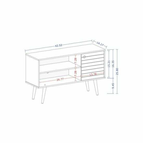 Liberty TV Stand 42.52 in White and Aqua Blue
