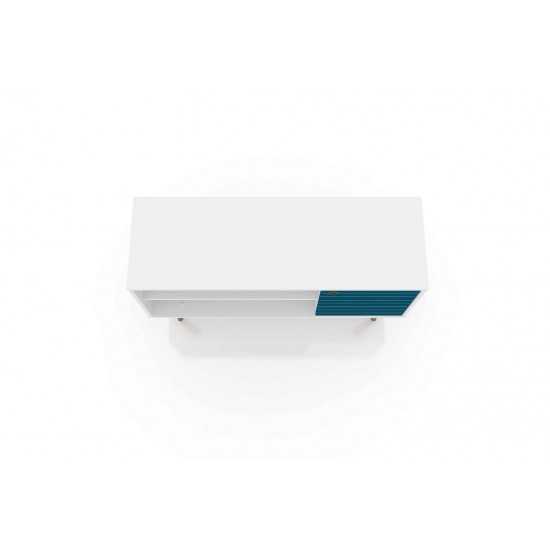 Liberty TV Stand 42.52 in White and Aqua Blue