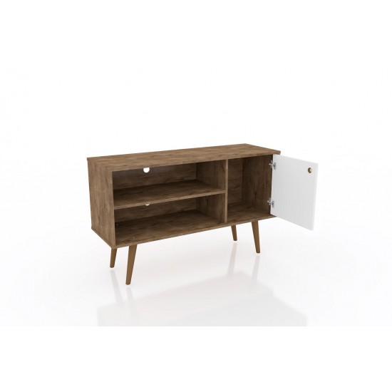 Liberty TV Stand 42.52 in Rustic Brown and White