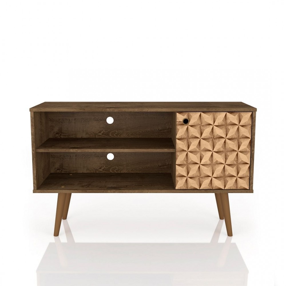 Liberty TV Stand 42.52 in Rustic Brown and 3D Brown Prints