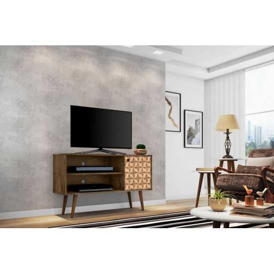 Liberty TV Stand 42.52 in Rustic Brown and 3D Brown Prints