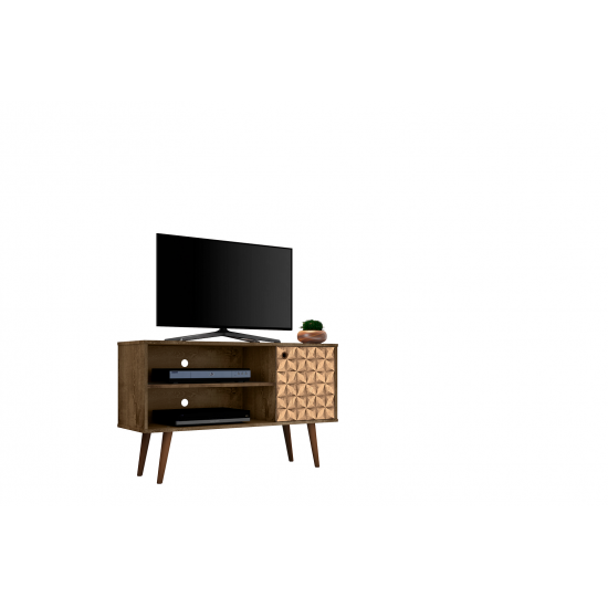 Liberty TV Stand 42.52 in Rustic Brown and 3D Brown Prints