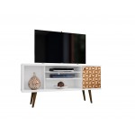 Liberty TV Stand 53.14 in White and 3D Brown Prints