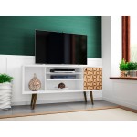 Liberty TV Stand 53.14 in White and 3D Brown Prints