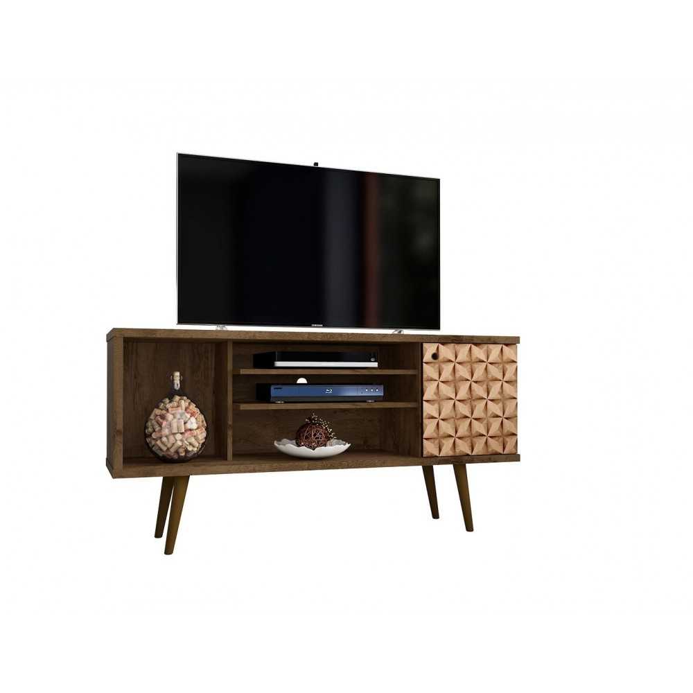 Liberty TV Stand 53.14 in Rustic Brown and 3D Brown Prints