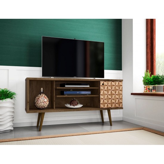 Liberty TV Stand 53.14 in Rustic Brown and 3D Brown Prints