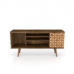 Liberty TV Stand 53.14 in Rustic Brown and 3D Brown Prints