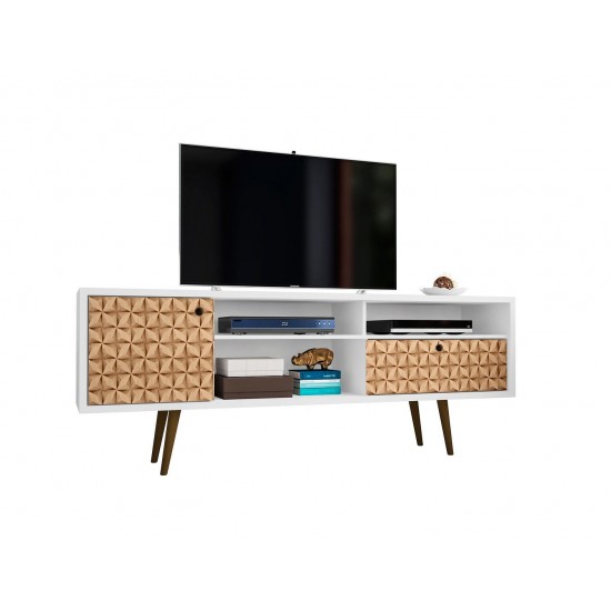 Liberty TV Stand 70.86 in White and 3D Brown Prints