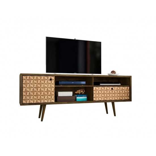 Liberty TV Stand 70.86 in Rustic Brown and 3D Brown Prints