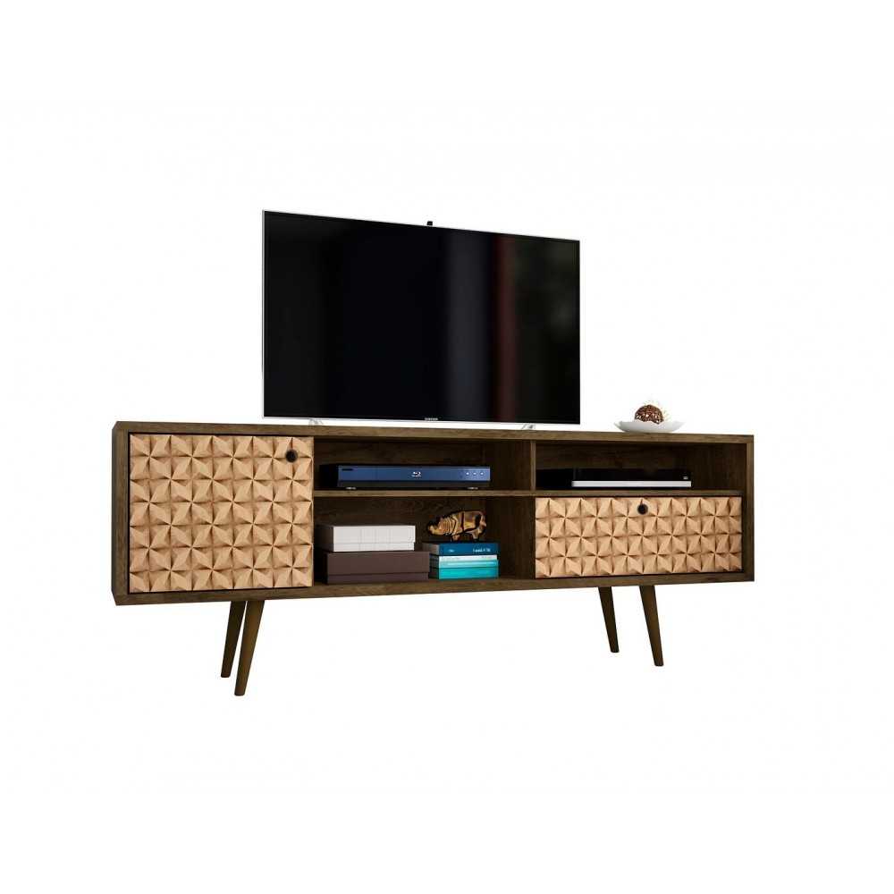 Liberty TV Stand 70.86 in Rustic Brown and 3D Brown Prints