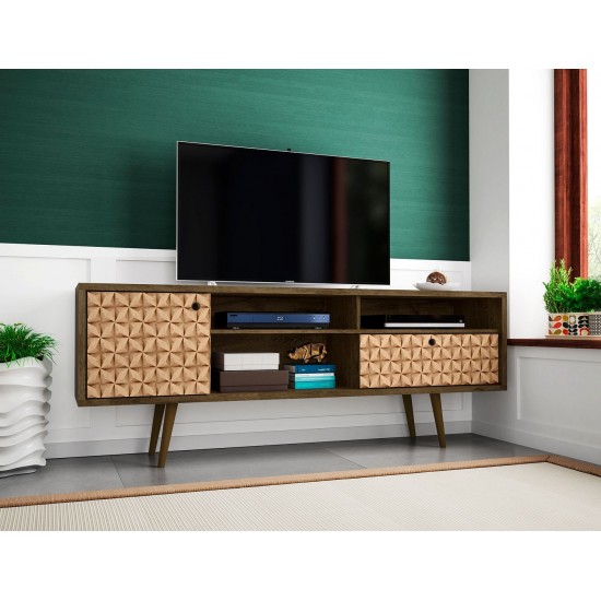 Liberty TV Stand 70.86 in Rustic Brown and 3D Brown Prints