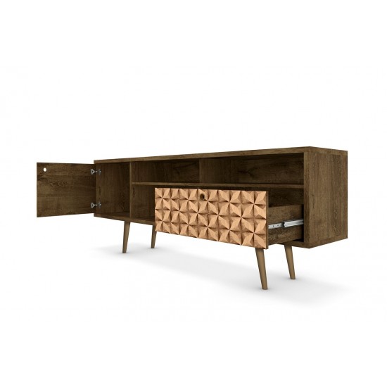 Liberty TV Stand 70.86 in Rustic Brown and 3D Brown Prints