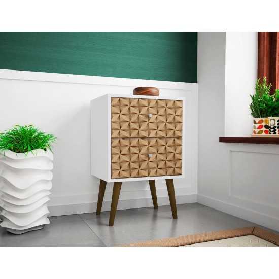 Liberty Nightstand 2.0 in White and 3D Brown Prints