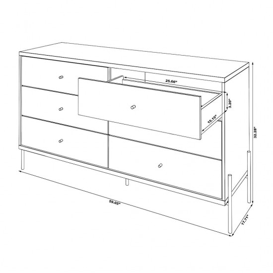 Joy 59" Double Dresser in Red