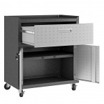3-Piece Fortress Mobile Space-Saving Garage Cabinet and Worktable 4.0 in Grey