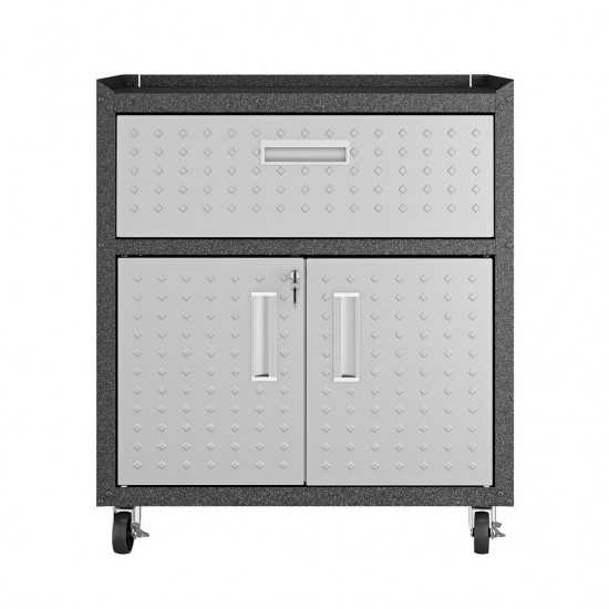 3-Piece Fortress Mobile Space-Saving Garage Cabinet and Worktable 4.0 in Grey