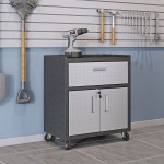 3-Piece Fortress Mobile Space-Saving Garage Cabinet and Worktable 5.0 in Grey