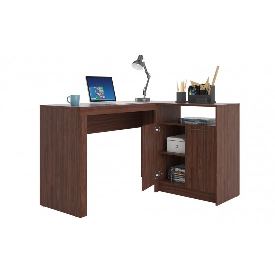 Kalmar L -Shaped Office Desk in Dark Brown