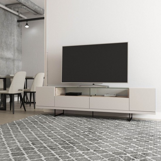 Celine 85.43 TV Stand in Off White and Nude Mosaic Wood