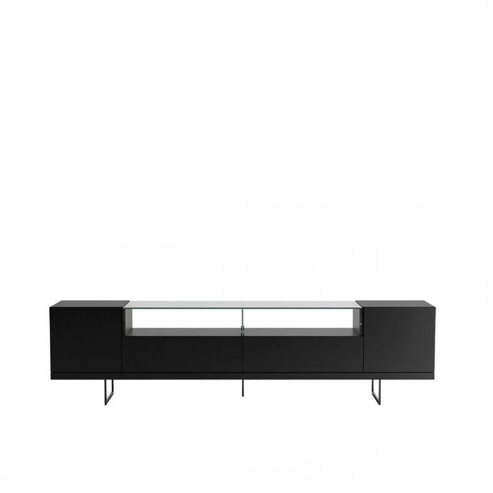 Celine 85.43 TV Stand in Black and Black Marble