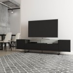 Celine 85.43 TV Stand in Black and Black Marble