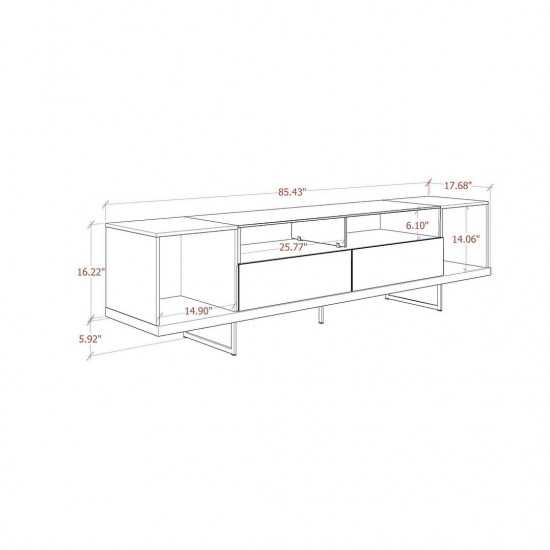 Celine 85.43 TV Stand in Black and Black Marble