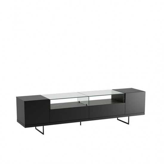 Celine 85.43 TV Stand in Black and Black Marble