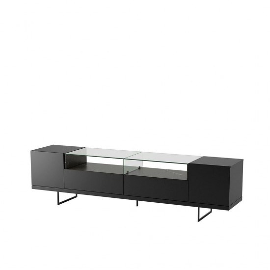 Celine 85.43 TV Stand in Black and Black Marble