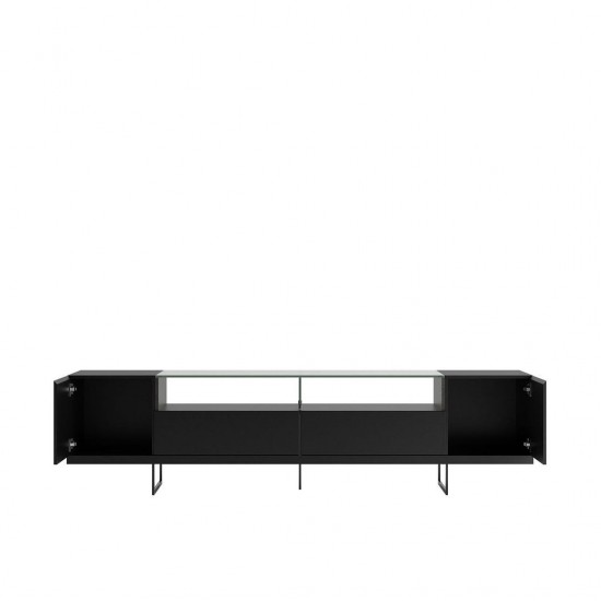 Celine 85.43 TV Stand in Black and Black Marble