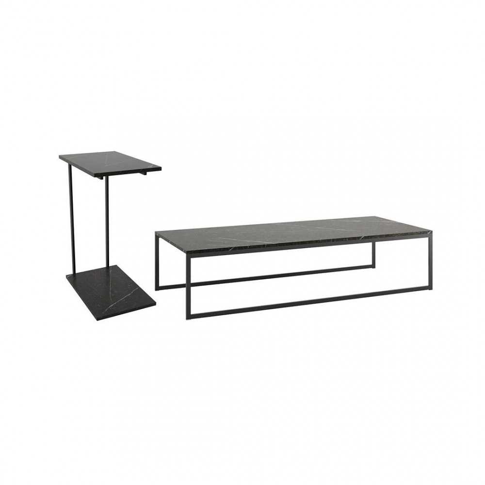 2-Piece Celine Coffee and Table in Black Marble