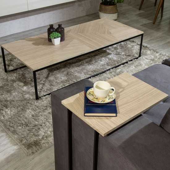 2-Piece Celine Coffee and Table in Nude Mosaic Wood