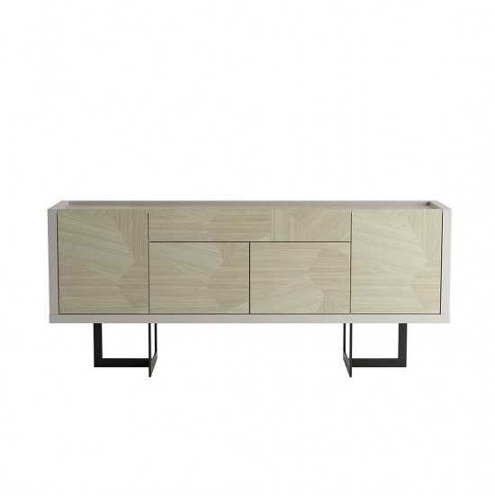 Celine 70.86 Buffet Stand in Off White and Nude Mosaic Wood