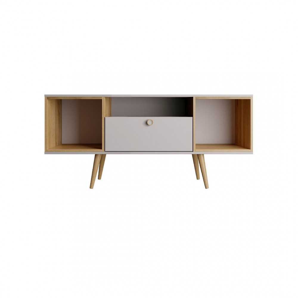 Theodore 53.14 TV Stand in Off White and Cinnamon Light Brown