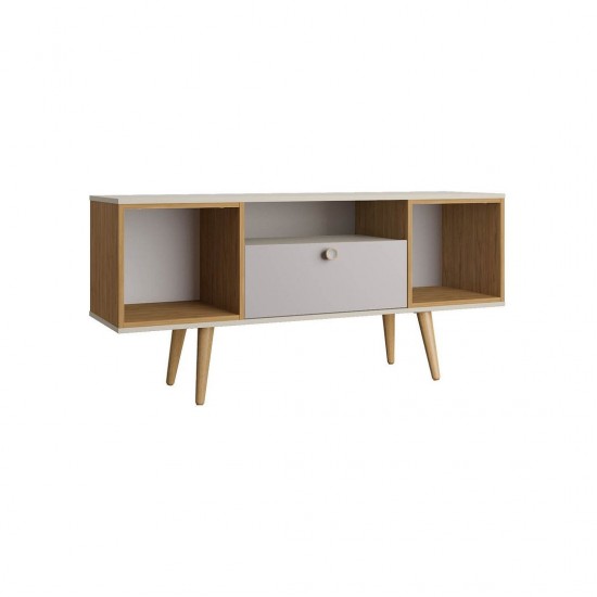 Theodore 53.14 TV Stand in Off White and Cinnamon Light Brown
