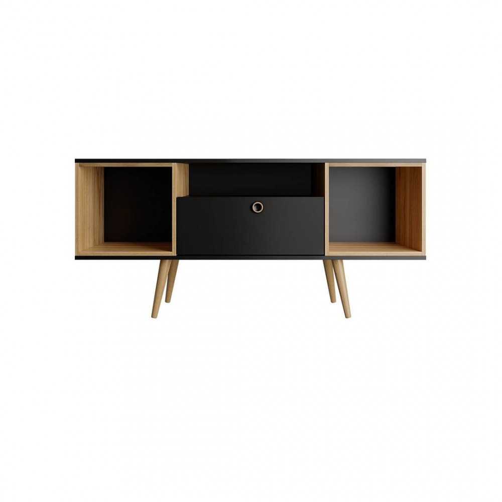 Theodore 53.14 TV Stand in Black and Cinnamon Light Brown