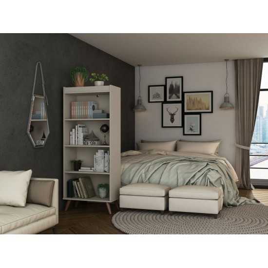 Hampton 4-Tier Bookcase in Off White