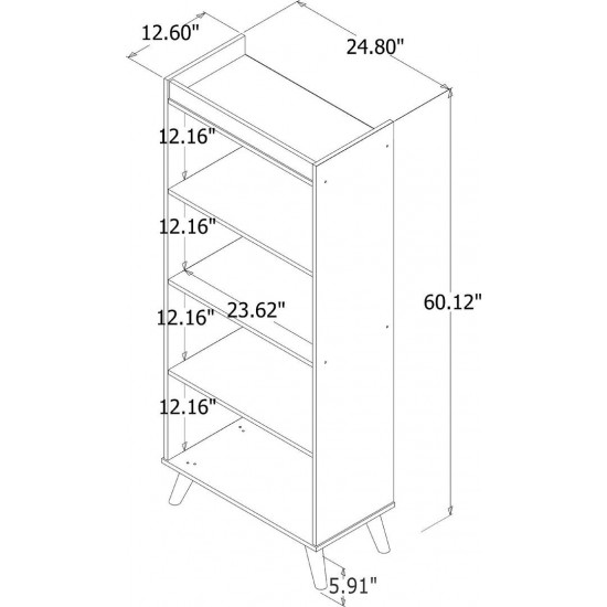Hampton 4-Tier Bookcase in Off White