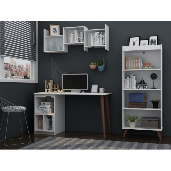 Hampton 3- Piece Extra Storage Home Office Set in White