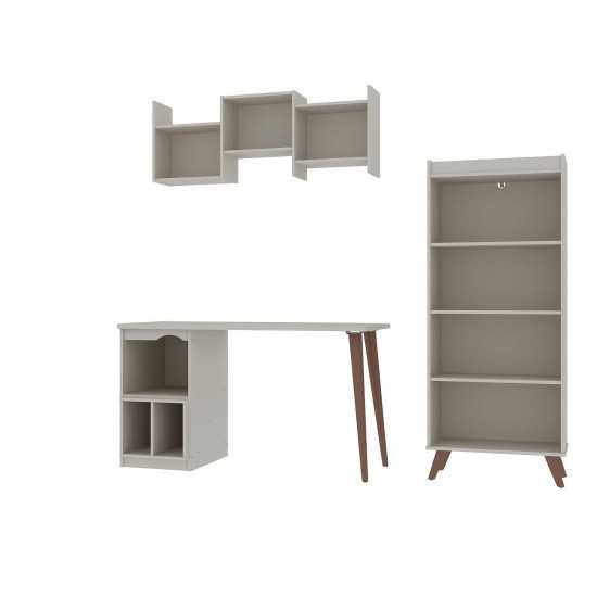 Hampton 3- Piece Extra Storage Home Office Set in Off White