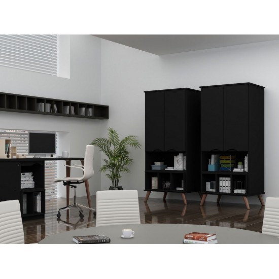 Hampton 2- Piece Home Extra Storage Office Set in Black