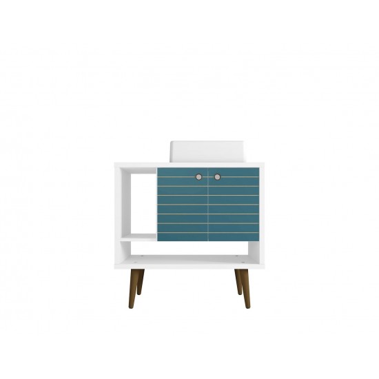 Liberty 31.49 Bathroom Vanity Sink in White and Aqua Blue
