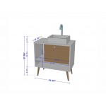 Liberty 31.49 Bathroom Vanity Sink in White and Aqua Blue