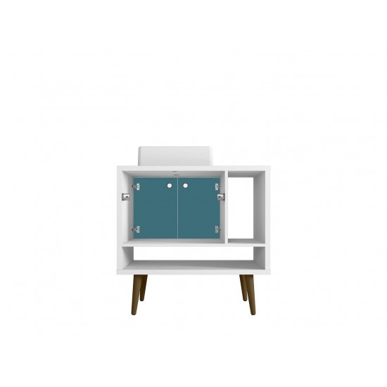 Liberty 31.49 Bathroom Vanity Sink in White and Aqua Blue