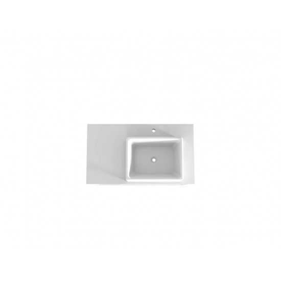 Liberty 31.49 Bathroom Vanity Sink in White and Aqua Blue