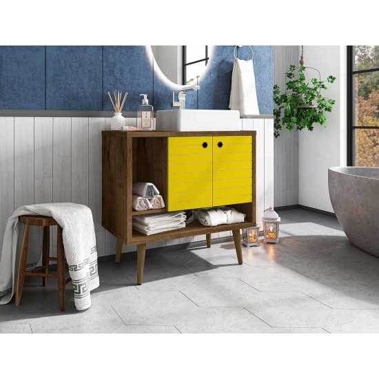 Liberty 31.49 Bathroom Vanity Sink in Rustic Brown and Yellow