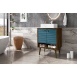 Liberty 23.62 Bathroom Vanity Sink in Rustic Brown and Aqua Blue