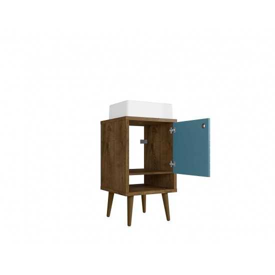Liberty 17.71 Bathroom Vanity Sink in Rustic Brown and Aqua Blue