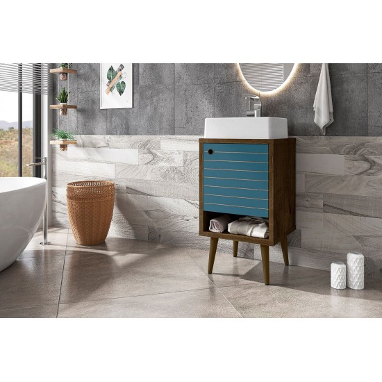 Liberty 17.71 Bathroom Vanity Sink in Rustic Brown and Aqua Blue