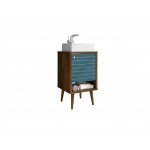 Liberty 17.71 Bathroom Vanity Sink in Rustic Brown and Aqua Blue